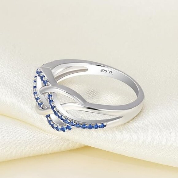 YL Celtic Knot Twisted Knot Ring Birthstone Infinity Rings - Sapphire - Sep - Picture 6 of 6